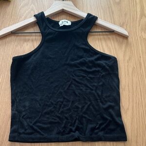 LNA Black Ribbed Tank Top
